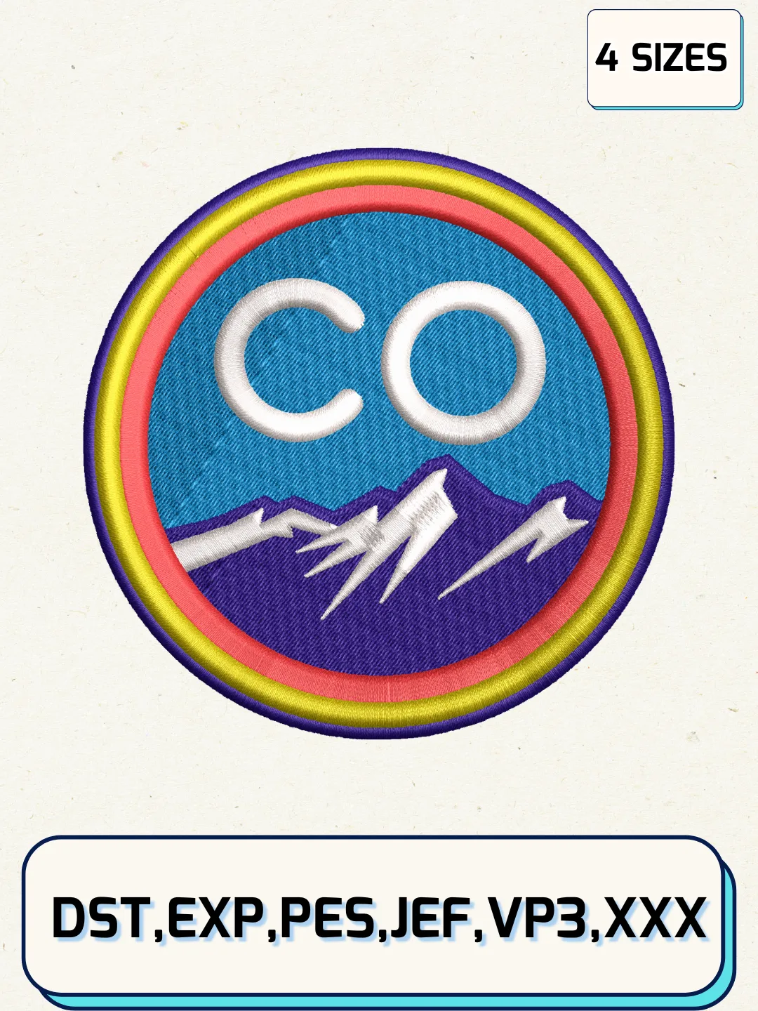 Colorado Rockies Cap Logos Embroidery Design Files, MLB Logos Embroidery Designs, Machine Embroidery Files, 4 Sizes