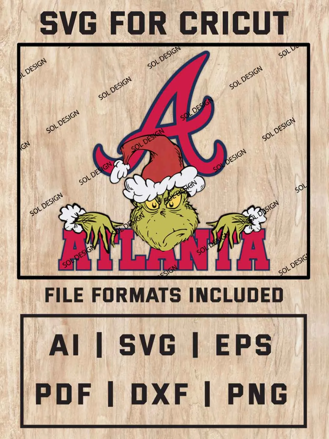 Grinch Atlanta Braves SVG, MLB SVG Design, MLB Atlanta Braves Logo SVG, MLB Braves Cricut, Christmas Svg, Grinch svg, Digital Download