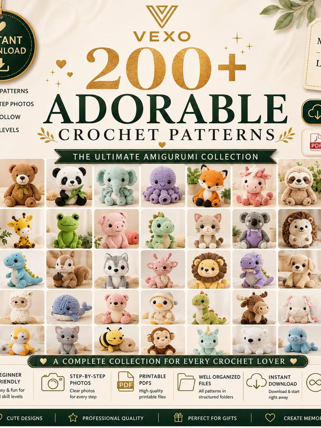 200+ Animal Amigurumi Crochet Patterns Bundle | No Sew Crochet PDF Collection | Cute Animal Crochet Patterns | Instant Download