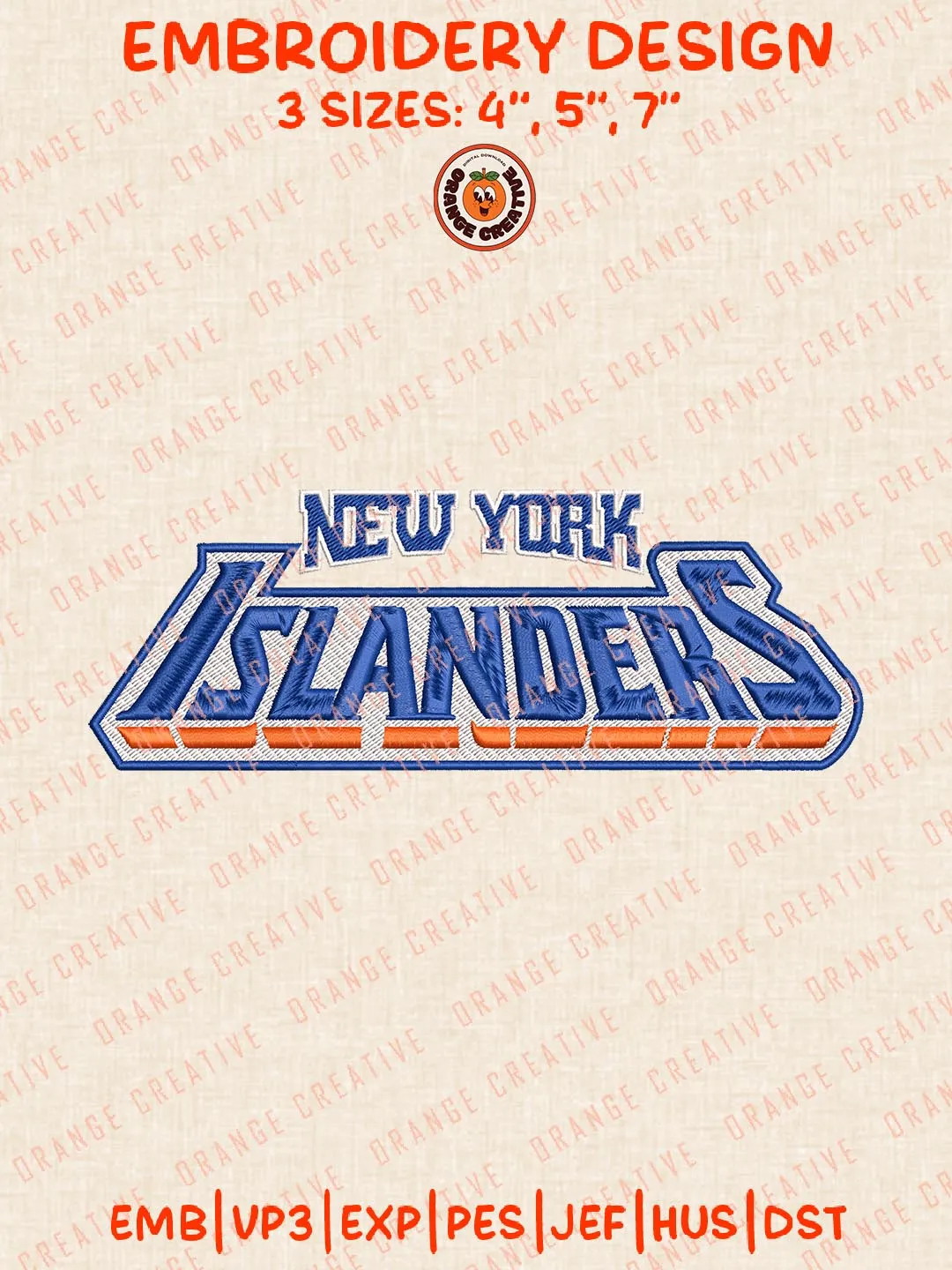 NHL New York Islanders Text Logos Embroidery Designs, NHL Hockey Team Logo Embroidery Files, Machine Embroidery Design File, 4 Sizes, Custom Size, Digital Download