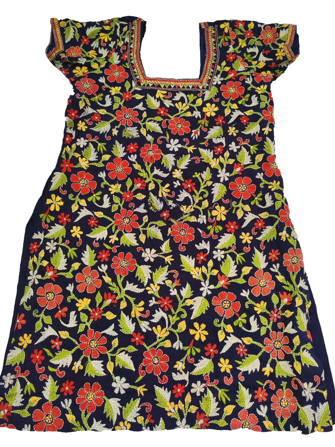 boho embroidered dress india Vintage Kantha Handmade For example 4y Why is THIS Padmes Vintage Cat Dress For Girls (Size):7-8 years