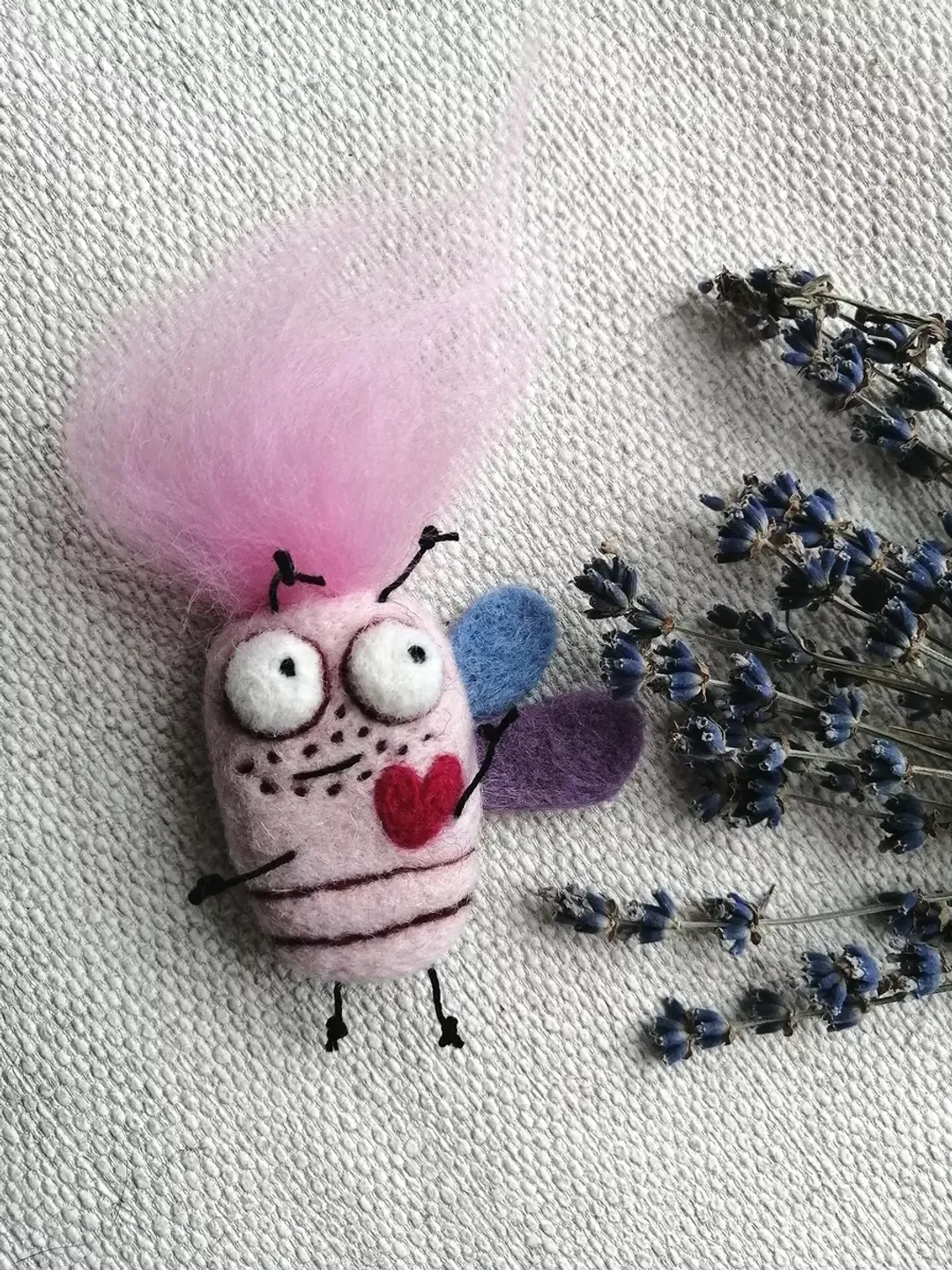 Pink women's brooch Original decoration for a girl