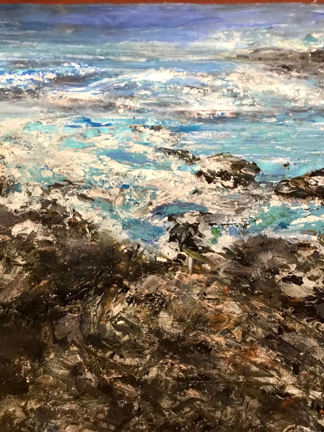 Semi Abstract Rocks Rocks and ocean original acrylic mix media painting on paper,wall art ...