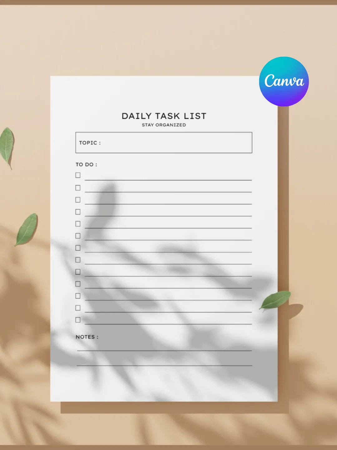 Minimalist Daily Task List Printable, Simple To Do Organizer (A4 PDF ...