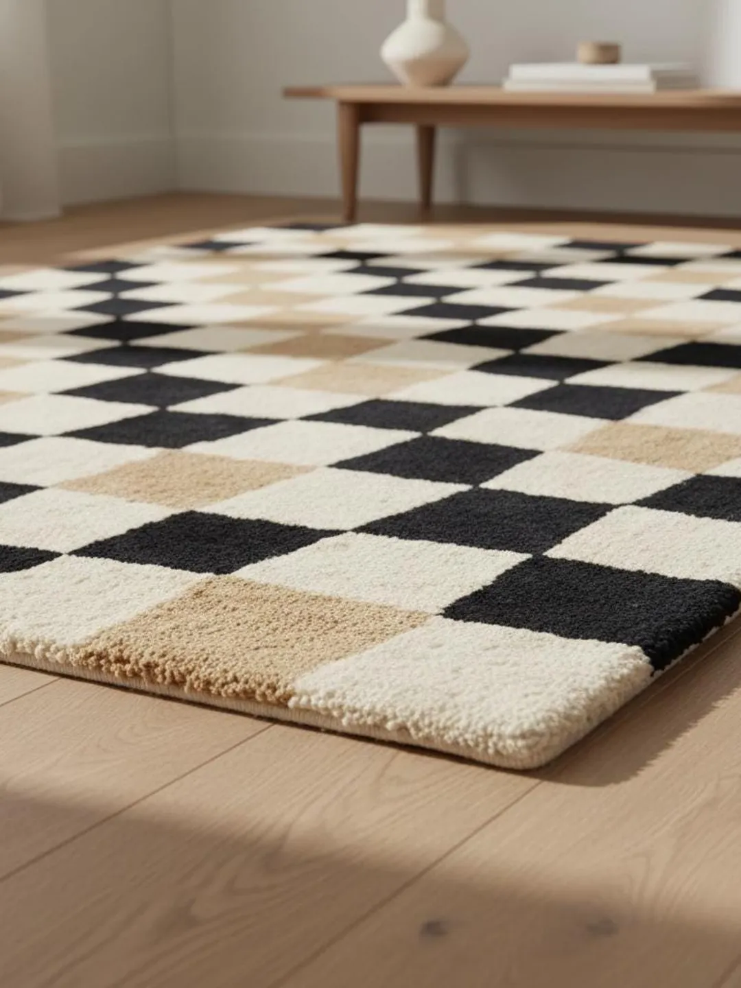 Modern Geometric Checkerboard Area Rug for Living Room Decor Carpet