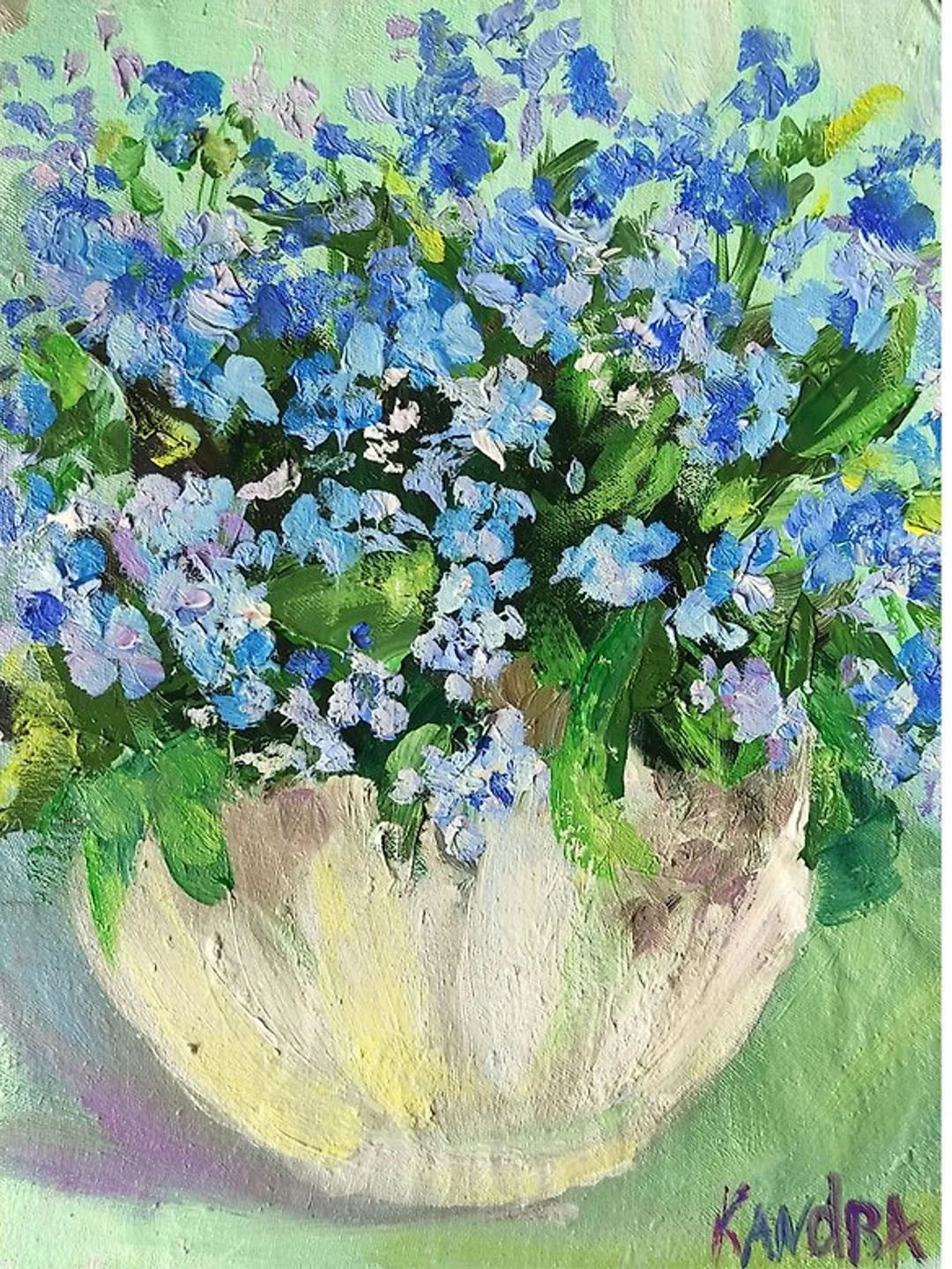 Bluebonnet Original Art Forget me nots Oil Painting Floral Artwork