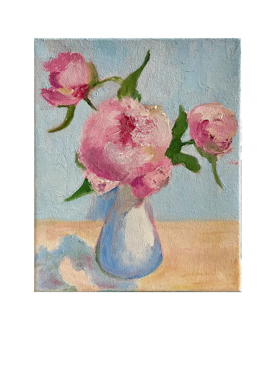 Original oil painting on Canvas Peonies Painting Pink Floral Wall Art