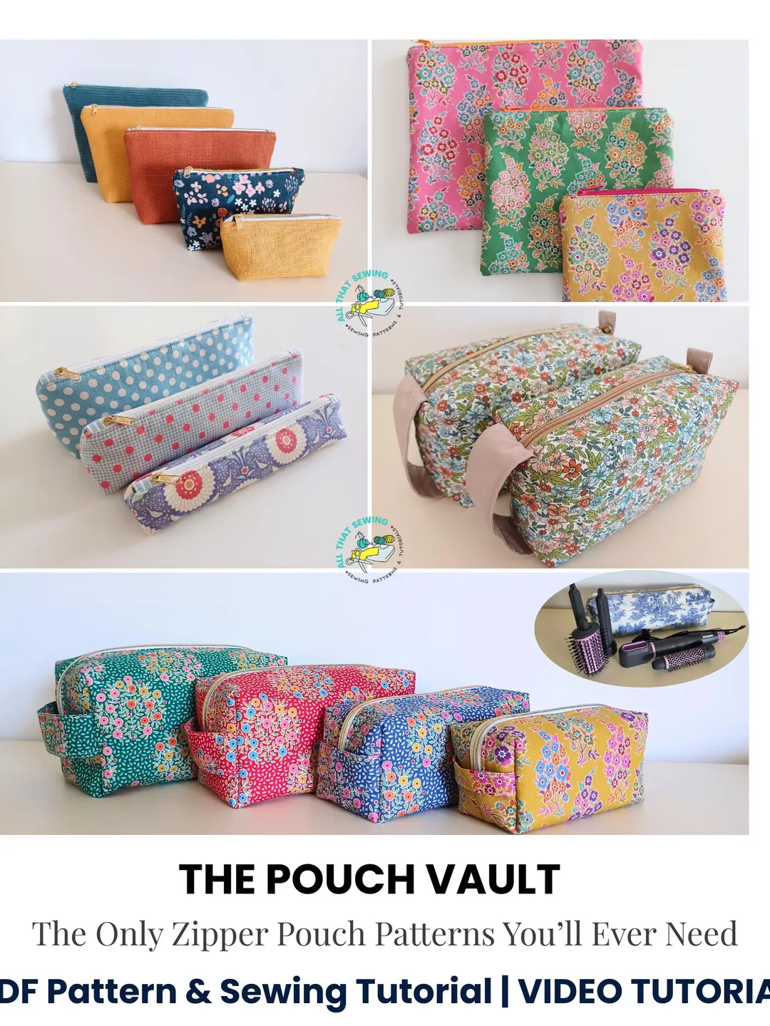 Zipper Pack Pattern Zipper Pouch Set Pattern, Easy Zipper Pouch for Beginner Sewing Pattern ...