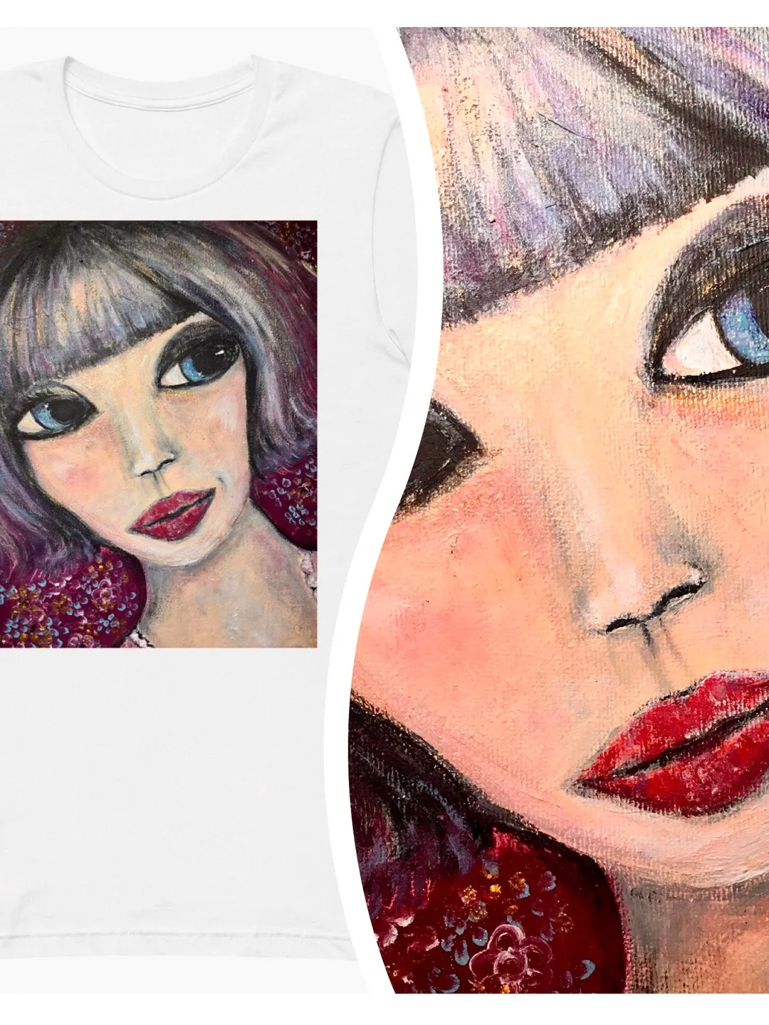 Miko doll Short-sleeve unisex t-shirt,beatiful woman t shirt made from my original painting,unique handmade gift for her,women t shirts.
