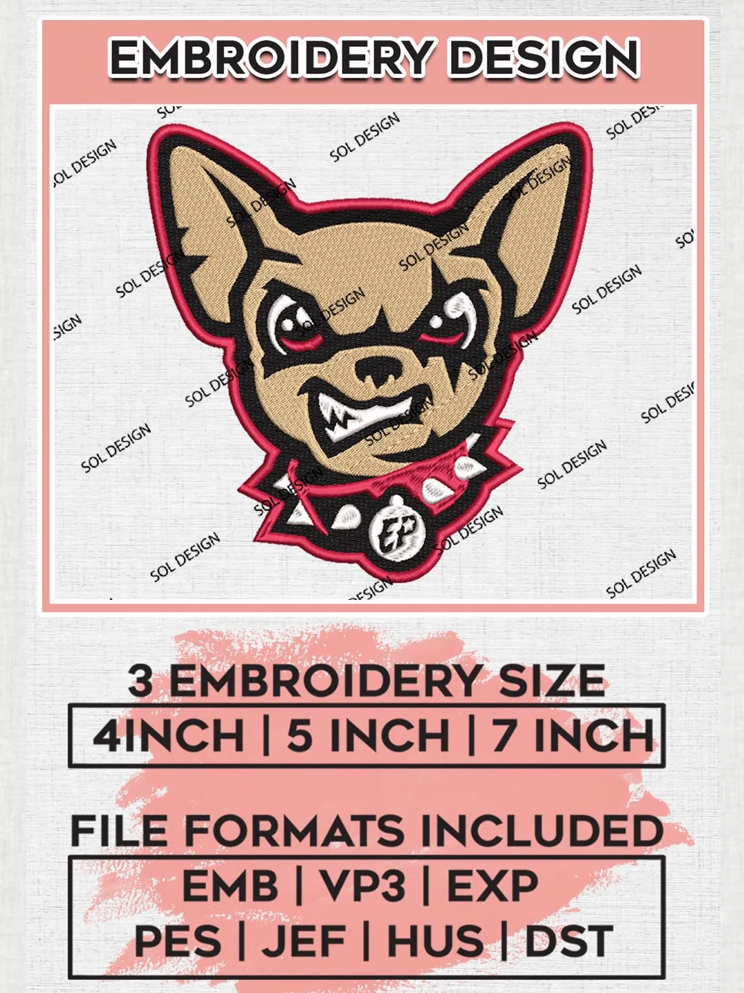 MiLB El Paso Chihuahuas Embroidery Design Files, MiLB El Paso Chihuahuas Logo, Minor League Baseball Logo Embroidery Designs, MiLB embroidery designs, Machine embroidery designs, Digital Download