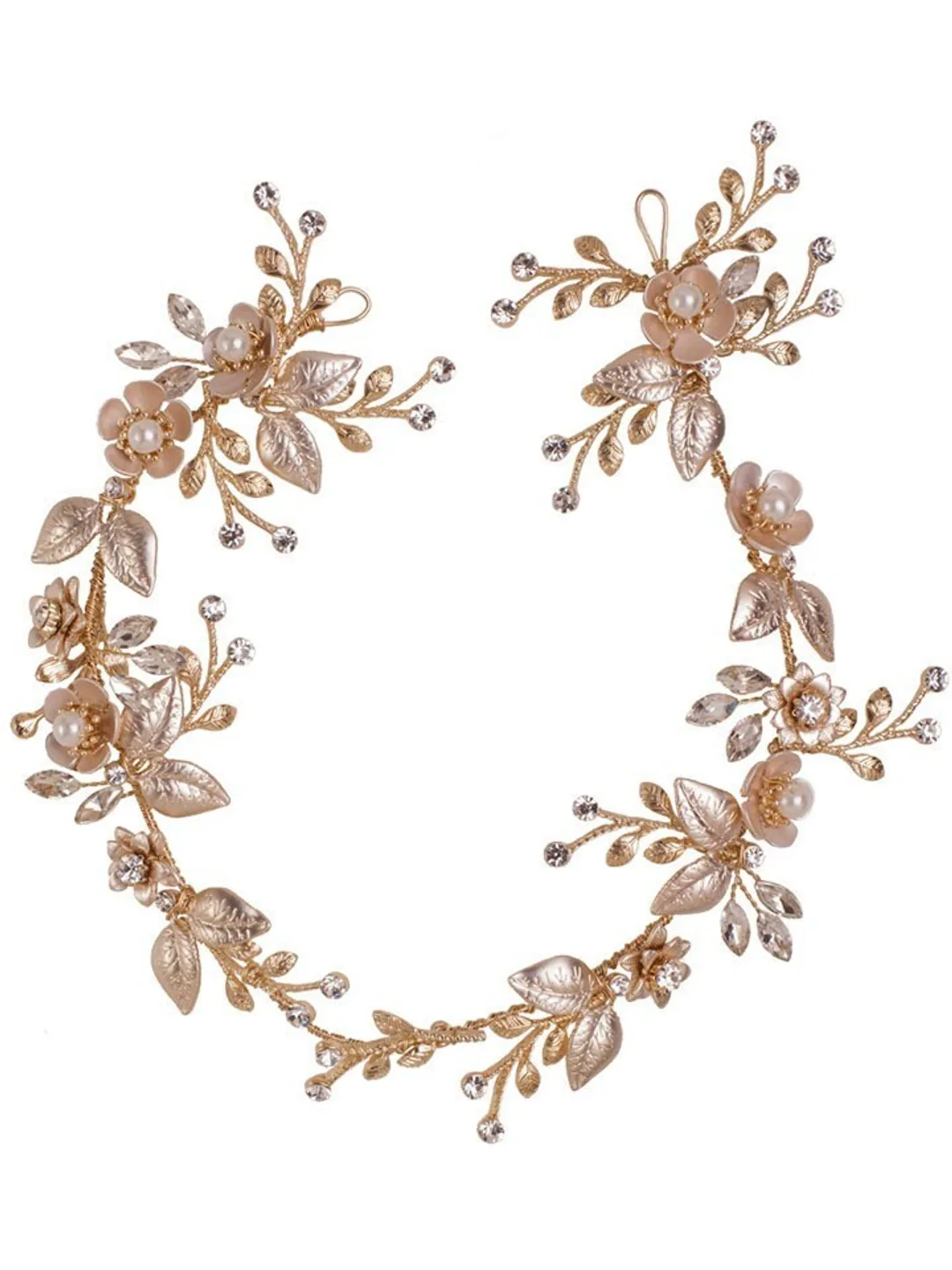 Swarovski crystal Champagne Gold Leaf Wedding Headband