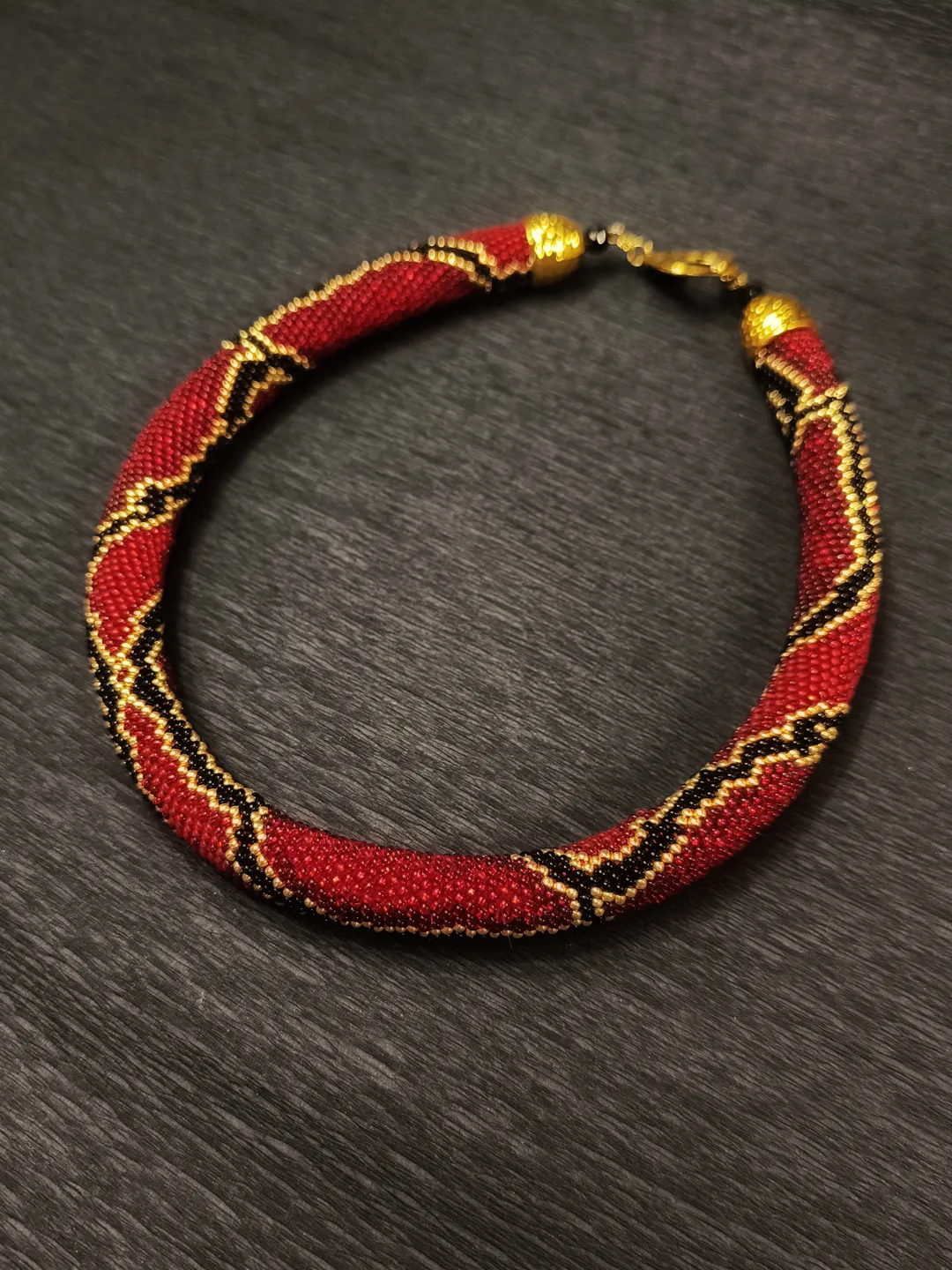 Statement Red Short Snake Necklace for Woman, Stylish Bright Handmade Necklace