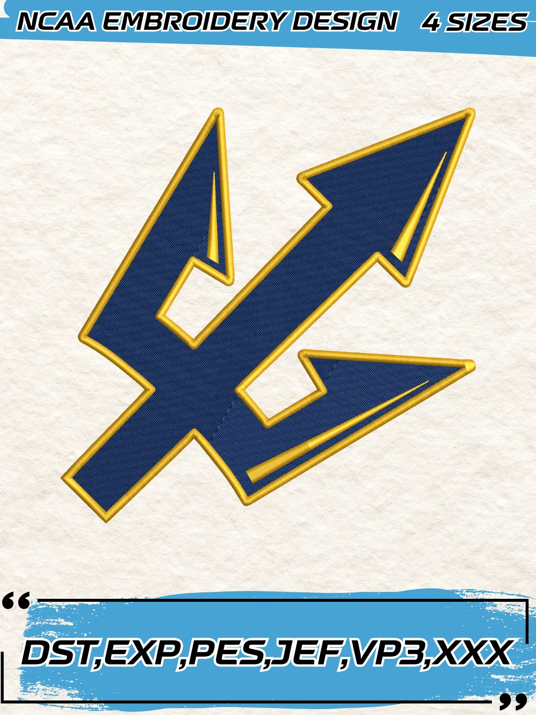 UC San Diego Tritons Secondary Logo Embroidery Design,NCAA Logo Embroidery Design,Machine Embroidery Design File,4 Sizes, Digital Download