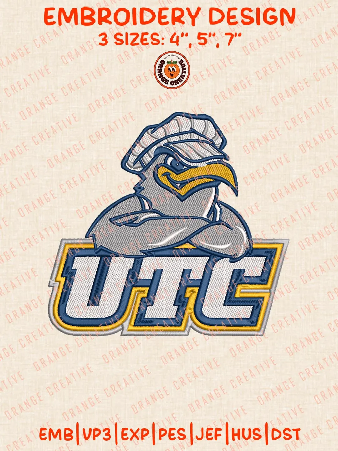 UTC Mocs Logos Embroidery Design Files, NCAA Chattanooga Mocs Logos Embroidery Designs, Machine Embroidery Files, 4 Sizes, Custom Sizes, Instant Download