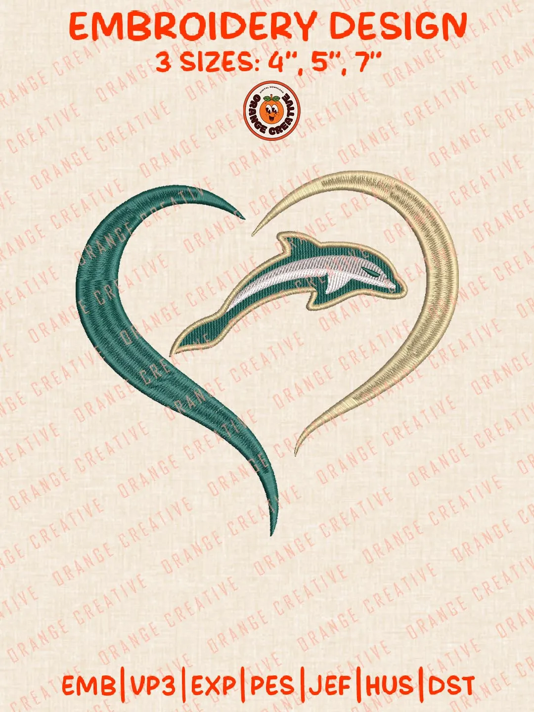 Jacksonville Dolphins Heart Logo Embroidery Design Files, NCAA Logos Embroidery Designs, NCAA Machine Embroidery Files, 3 Sizes, Custom Sizes, Digital Files