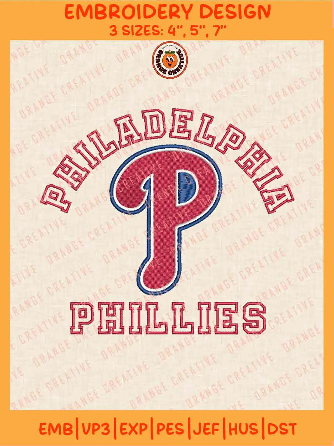 MLB Philadelphia Phillies Team Name Logo Embroidery Files, MLB Phillies Team Embroidery Designs, Baseball Team Team Machine Embroidery Files, MLB Machine Embroidery, Digital Download
