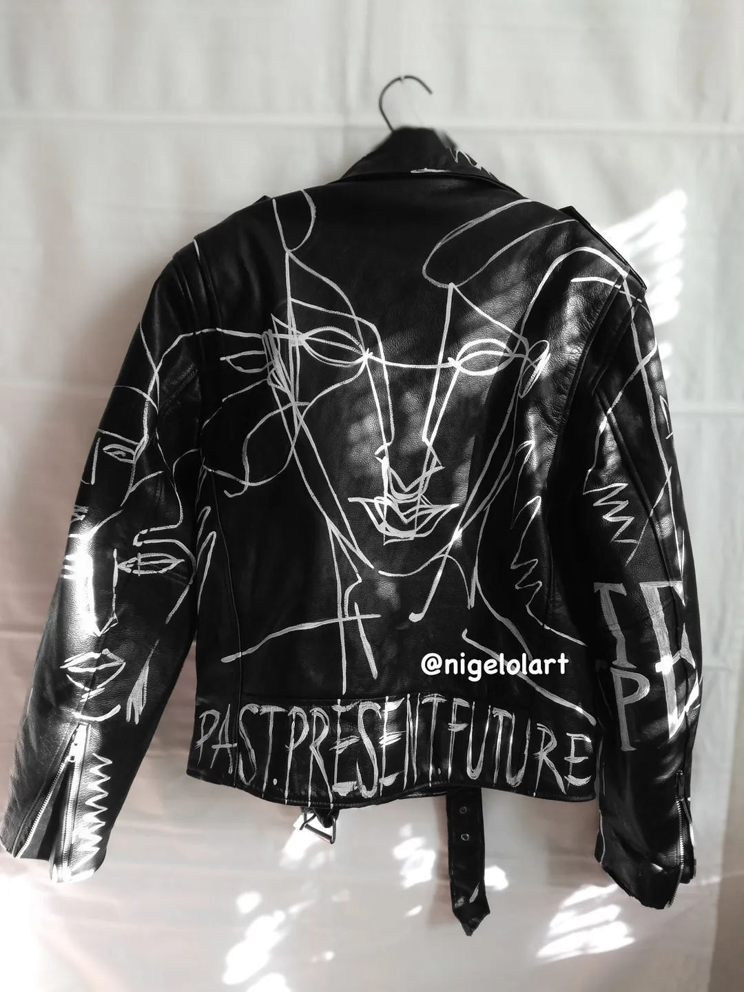 Painted leather jacket Lettering Quotes Jeans jacket Personalized ...