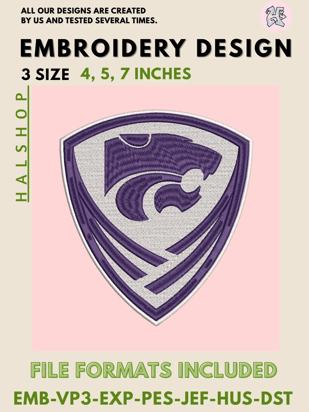 Kansas State Wildcats Embroidery File – NCAA Sports Team Logo Digital Design 🏈🔥