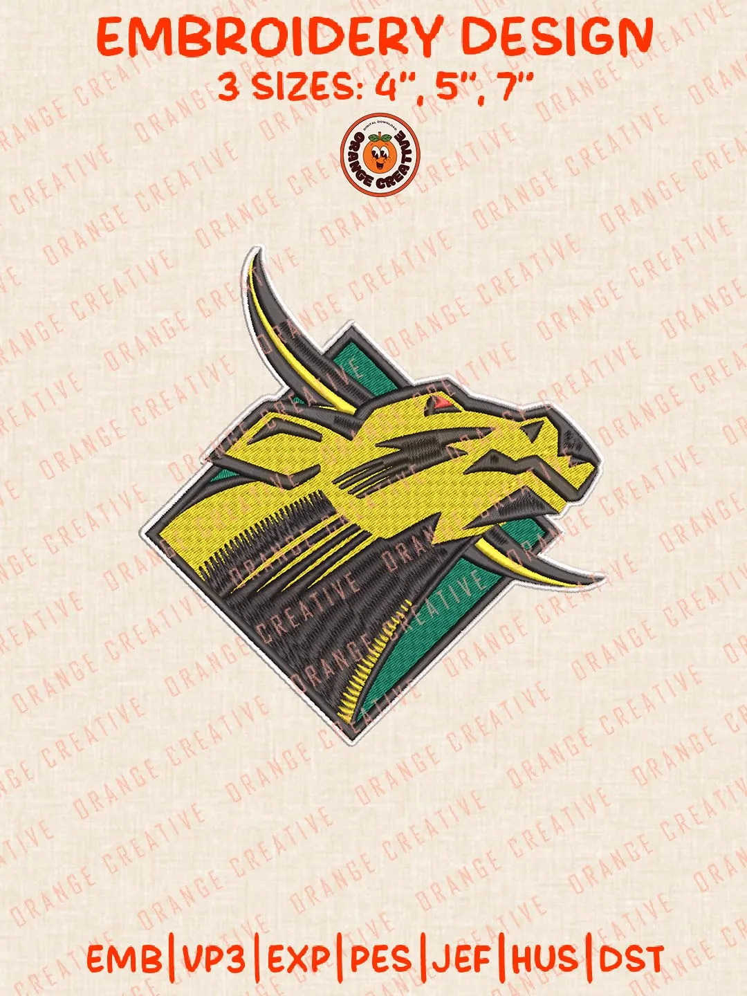 South Florida Bulls Head Mascot Logo Embroidery Design Files, NCAA Logos Embroidery Designs, NCAA Machine Embroidery Files, 3 Sizes, Custom Sizes, Instant Download