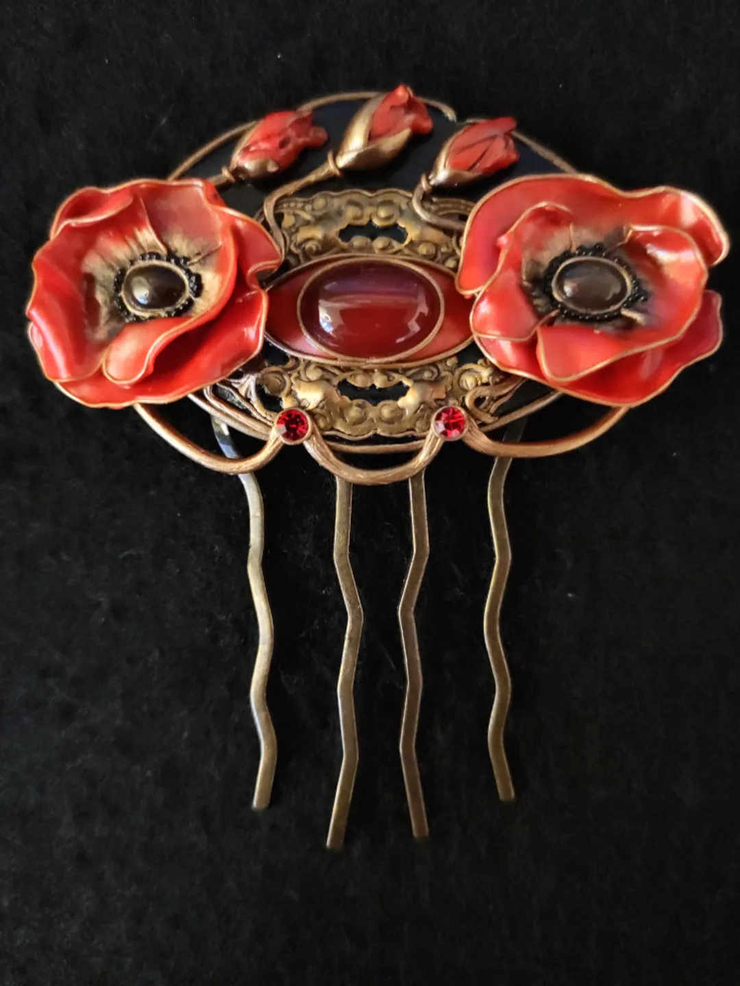 Hair clip Red poppy, Red Poppy Flower, Poppy Flower, Polymer clay Poppy