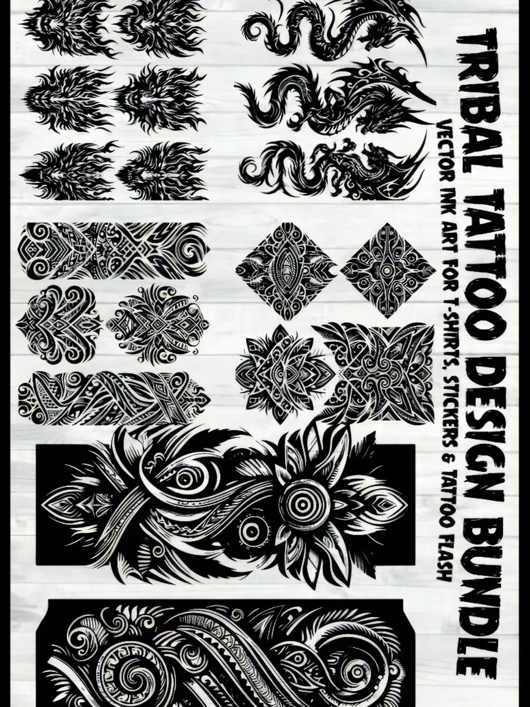 TATTOO TRIBAL 5冊 10 Tribal Tattoo Design Vector Bundles