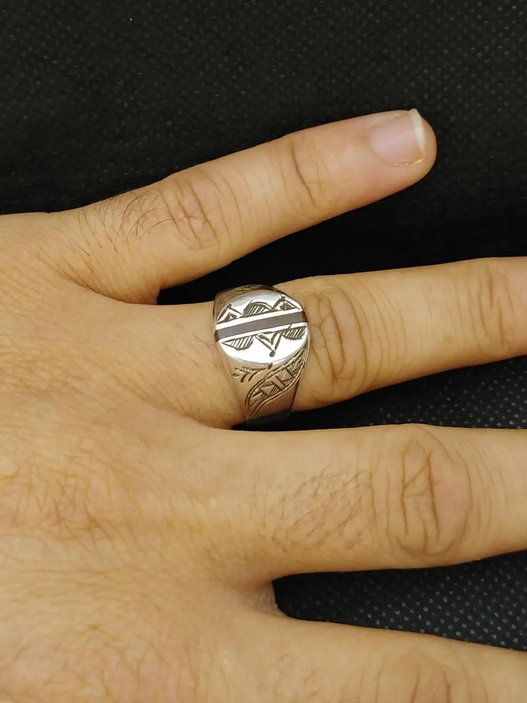 Tuareg Ring Sterling Silver Agate Handmade Ethnic Tribal African