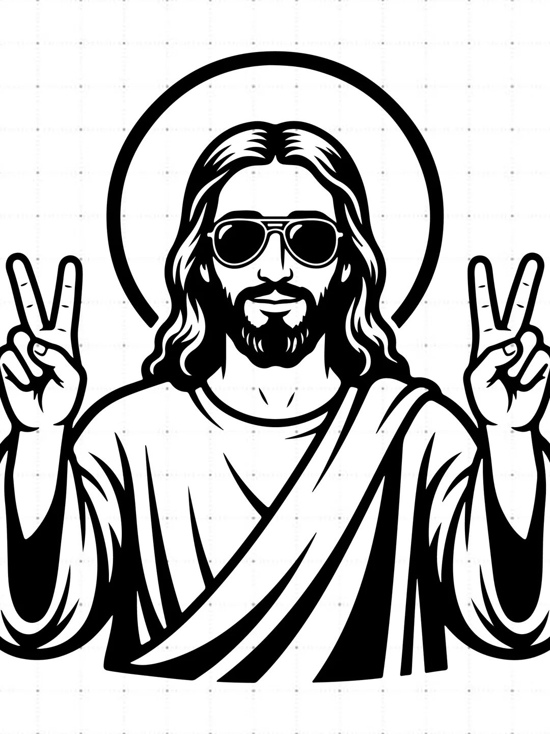 Cool Jesus Sunglasses Peace Sign SVG, Funny Jesus Halo SVG, Retro Christian Faith Cut File, Humorous Jesus Vector, Cool Jesus T-Shirt Design, Gospel Graphic for Cricut Silhouette
