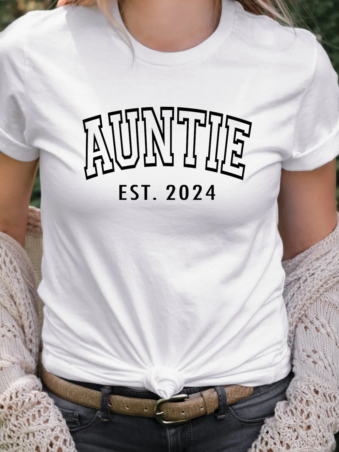 Custom Auntie Est. Shirt, Gift For Sister, New Aunt To Be Shirt, Pregnancy Announcement, Best Favorite Aunt, Unisex Graphic Tee