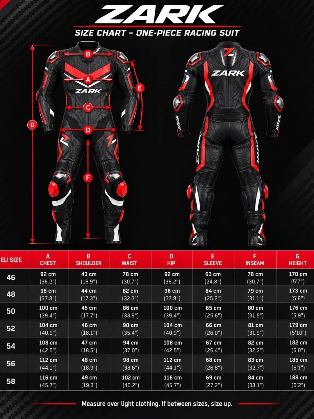ZARK One-Piece Leather Racing Suit, Black Red White, CE Armor