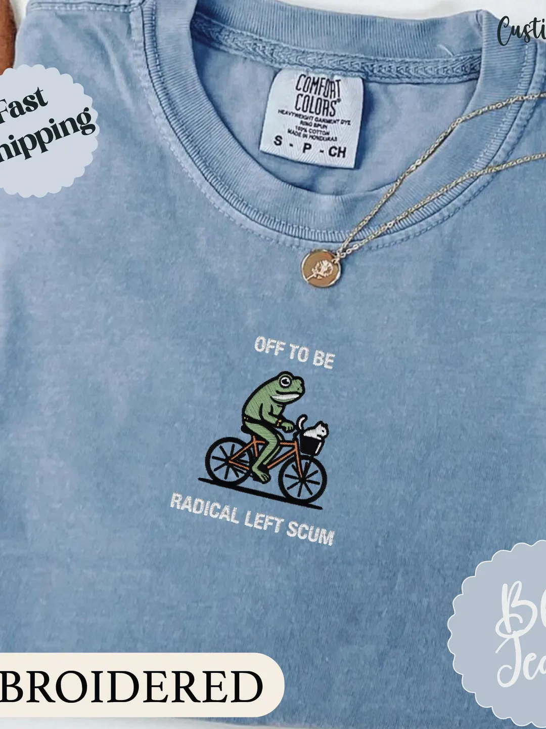 Off To Be Radical Left Scum Shirt Design, Embroidered Comfort Colors shirt, Soft Leftist Political Satire Art for Protest Tees, Funny Hoodie