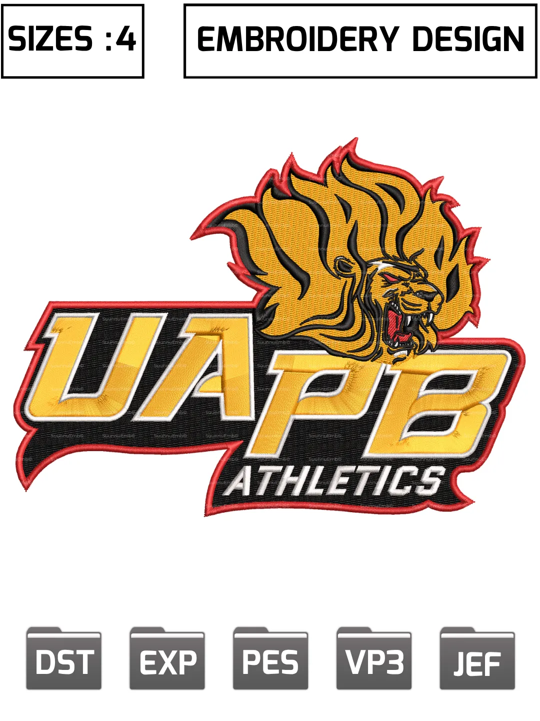 Arkansas-PB Golden Lions Secondary Logo Embroidery Design,NCAA Logos Embroidery Design,NCAA Teams, Machine Embroidery Design File,4 Sizes, Digital Download