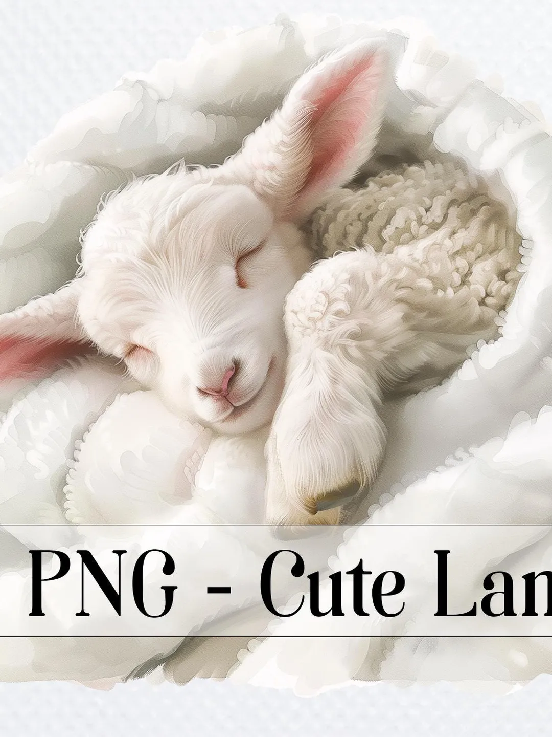10 Cute Lamb PNG Clipart Bundle, Watercolor Sheep Clipart, Printable Sublimation clipart, Paper crafts, junk journal, nursery art
