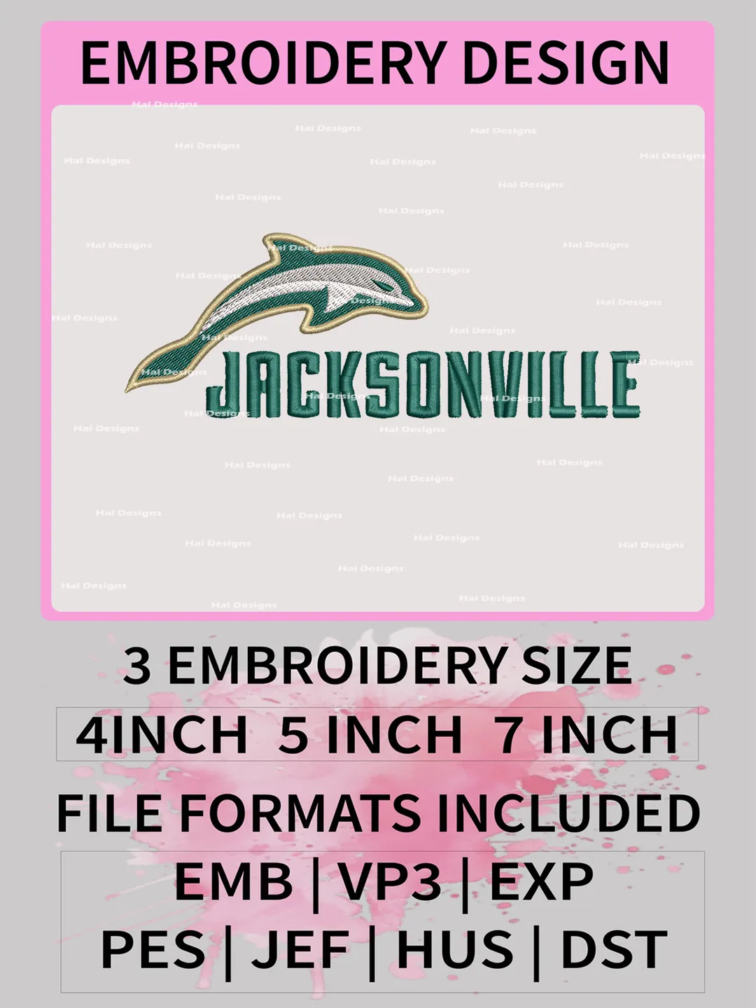 NCAA Jacksonville Dolphins Embroidery File, 3 Sizes, 6 Formats, NCAA Machine Embroidery Design, NCAA Logo, NCAA Teams