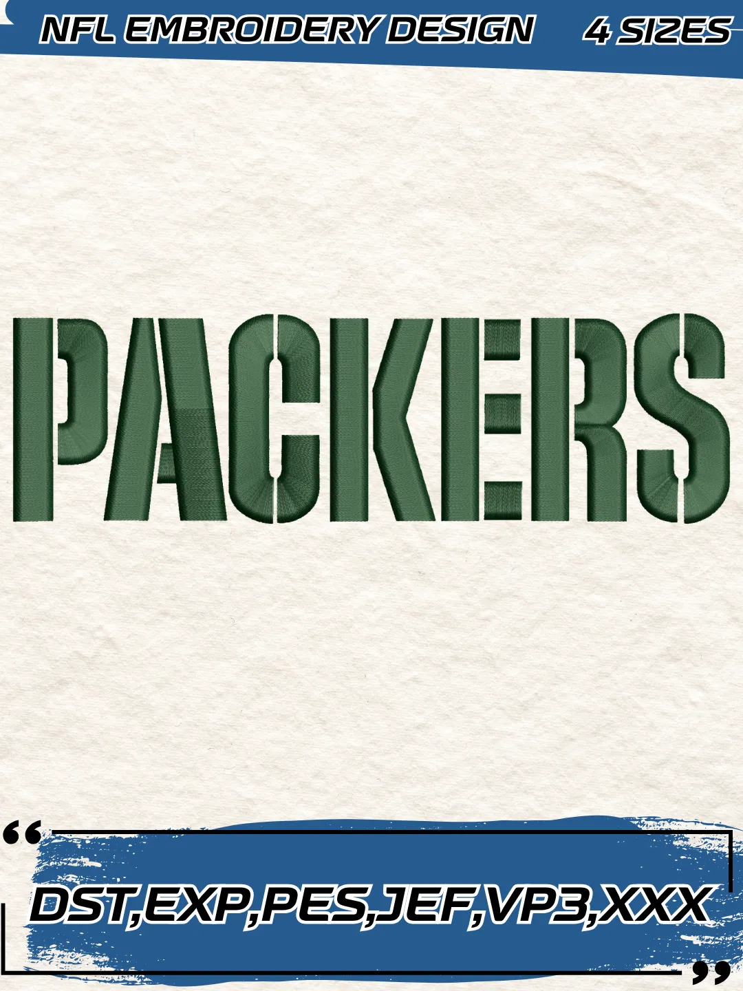 Green Bay Packers Wordmark Logo Embroidery Design,NFL Logo Embroidery Design,Machine Embroidery Design File,4 Sizes, Digital Download