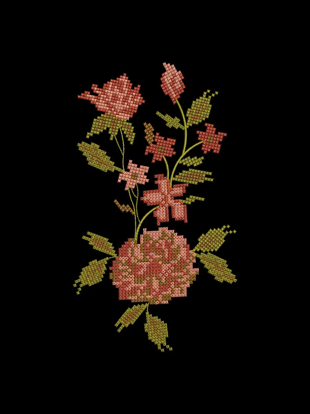 Cross Stitch Design: Floral Embroidery Pattern (PES DST JEF Digital Download)
