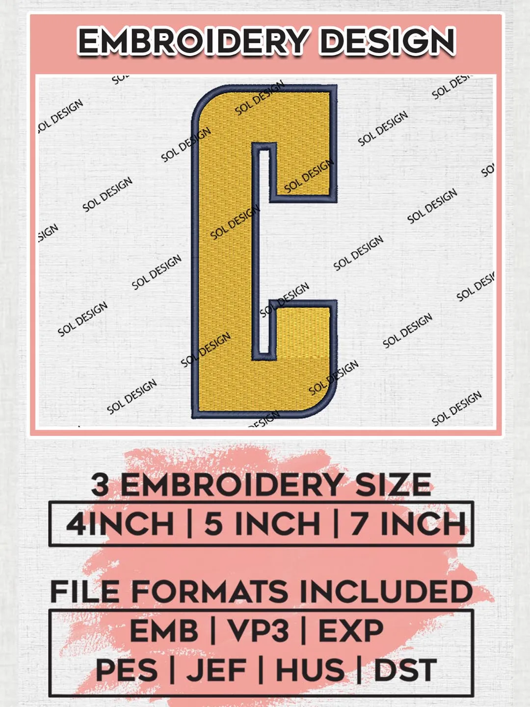 NCAA California Golden Bears Team Letter Logo Embroidery Design Files, NCAA California Golden Bears Machine Embroidery, NCAA Teams, 3 sizes, NCAA Machine embroidery designs, Digital Download