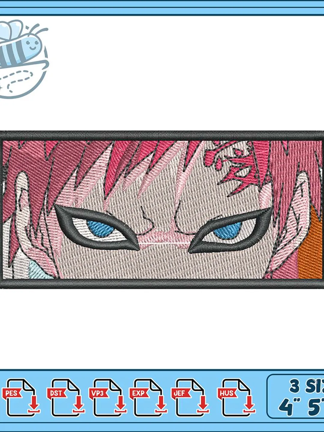 Gaara Eyes Embroidery Design, Naruto Anime Patch Machine Embroidery File, Red Hair Ninja Eye Art, Instant Download PES DST