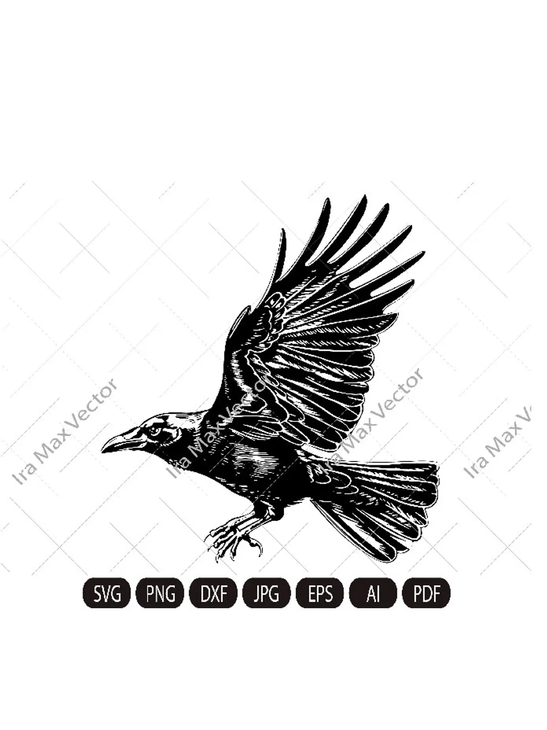 Raven svg, Raven Silhouette dxf, Raven clipart, Crow svg, bird svg, Crow flying svg, raven flying,crow attacking