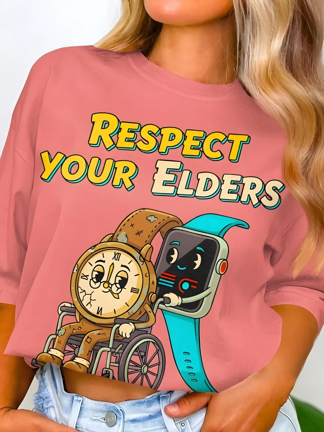 Respect Your Elders PNG SVG, Funny Vintage Clock & Smartwatch Cartoon ...