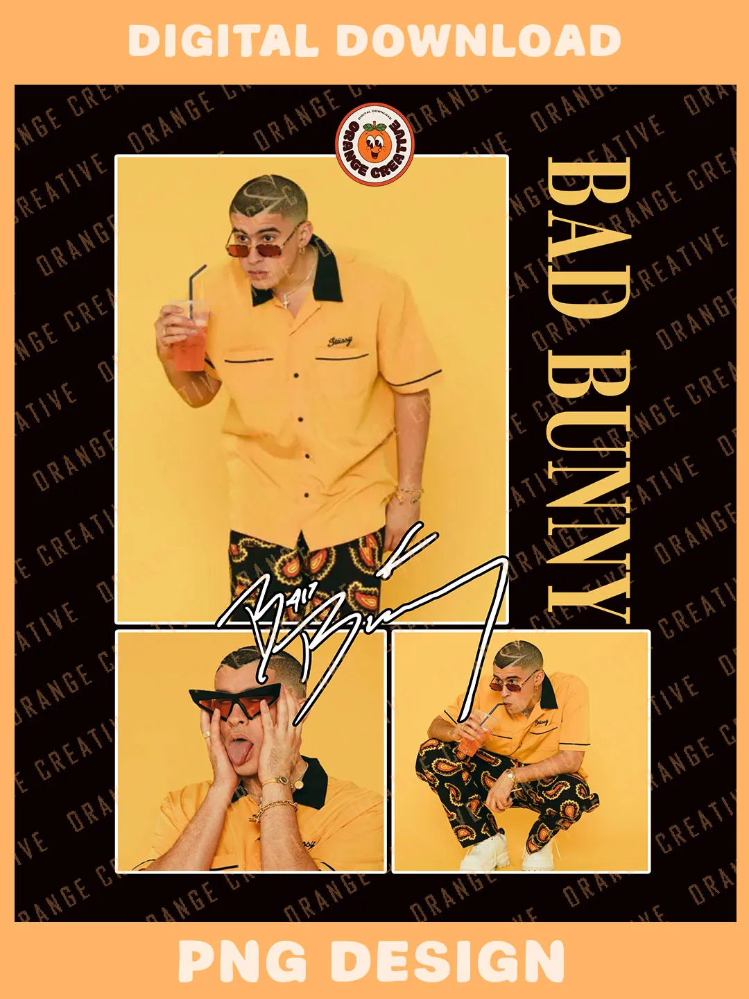 Vintage Bad Bunny Rapper Bootleg T-shirt PNG, 90s Bootleg Template ...