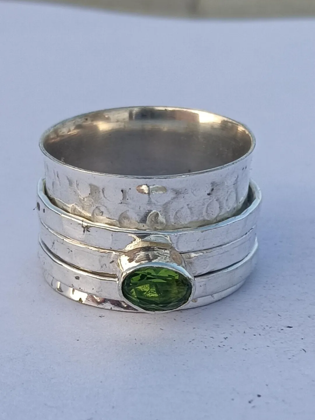Peridot Gemstone Ring, Spinner Ring, Handmade Ring, 925 Sterling Silver Ring, Meditation & Spinner Ring, Engagement Ring, Lovely Gifts Ring,