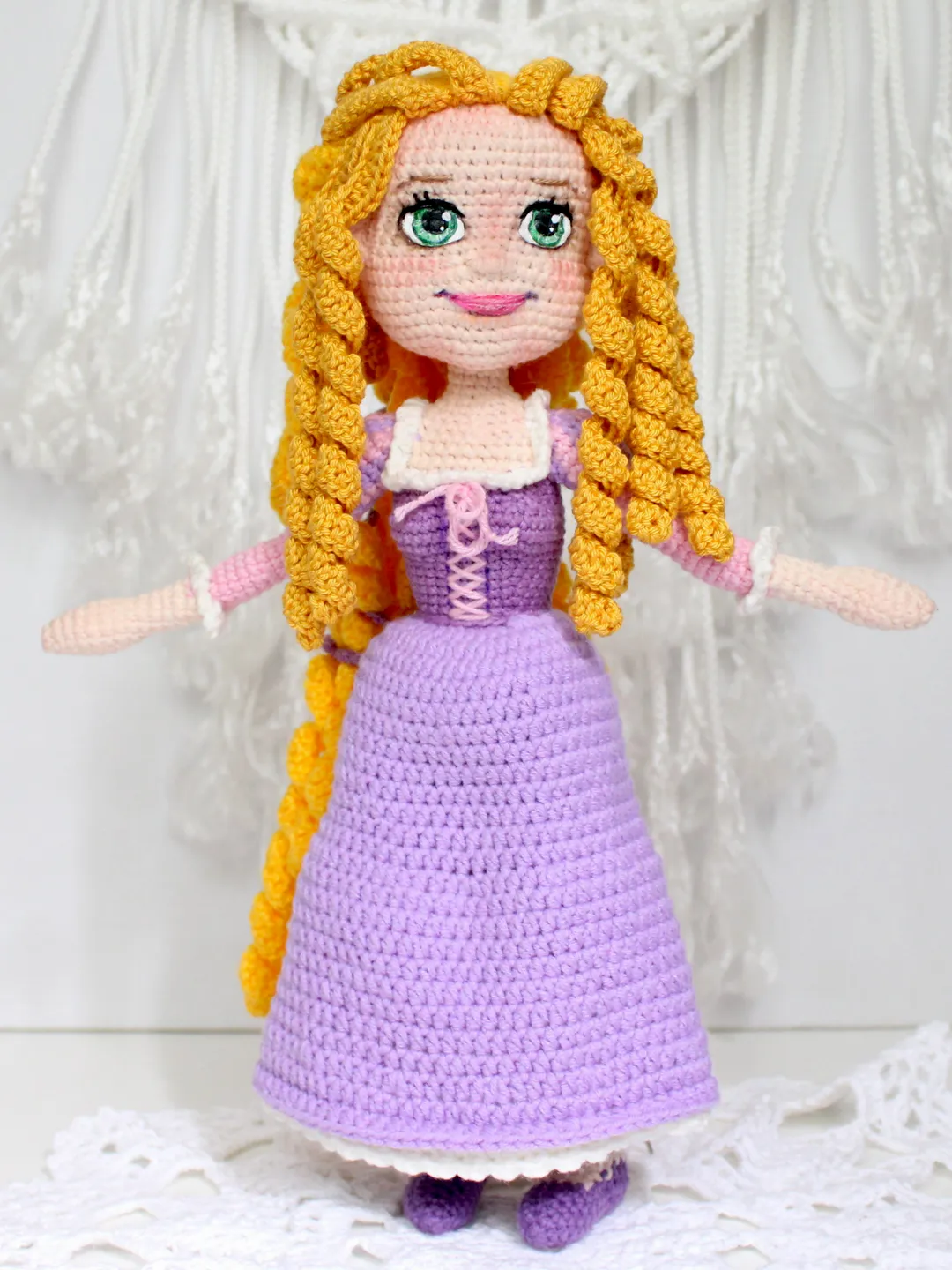 Crochet doll pattern PDF in English Amigurumi fairy Rapunzel doll Princess