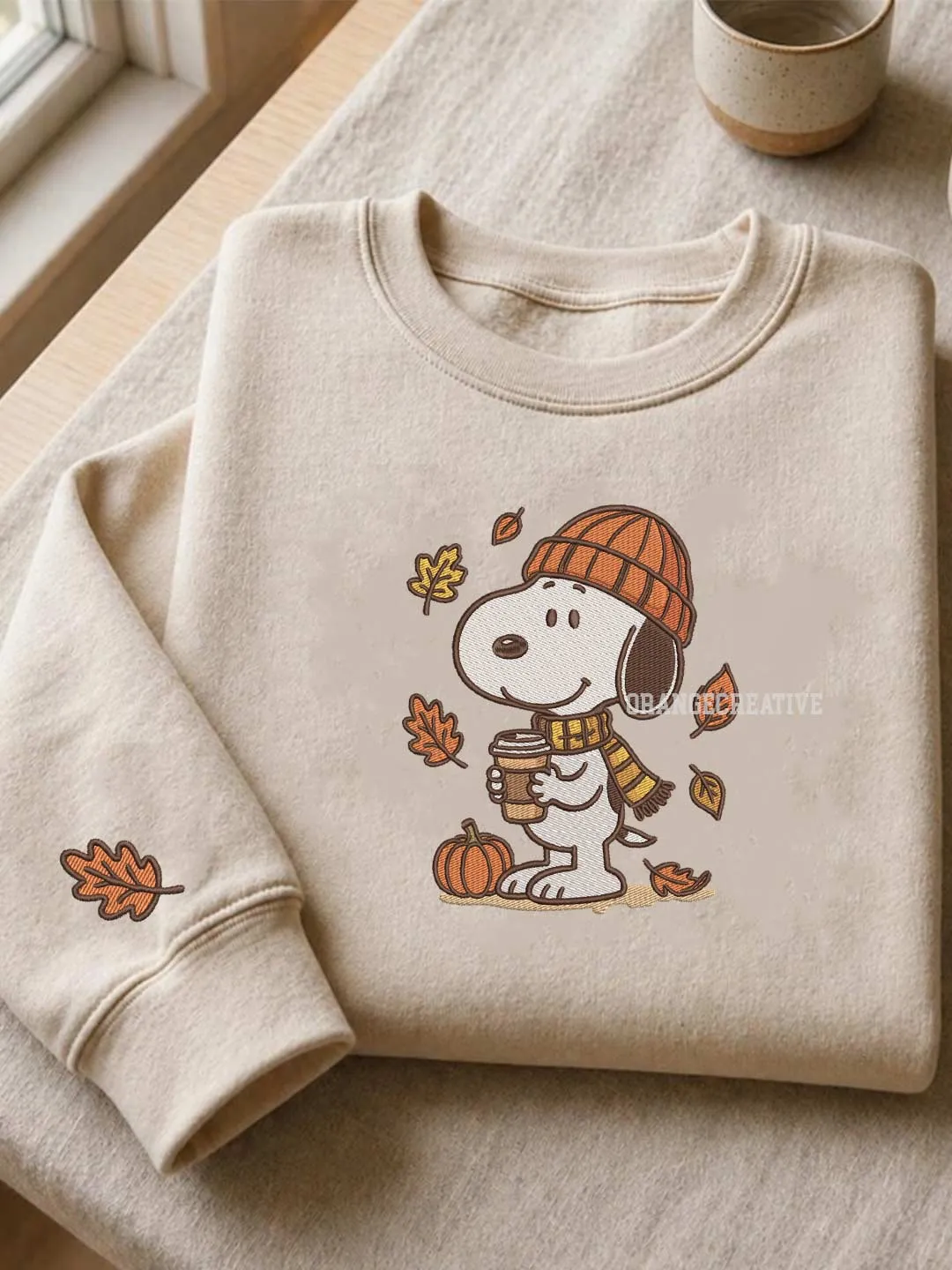 Cozy Fall Beagle Dog Embroidered Sweatshirt, Pumpkin Fall Embroidered Crewneck, Autumn Embroidered Shirt, Coffee Lover Sweatshirt, Crewneck Gift