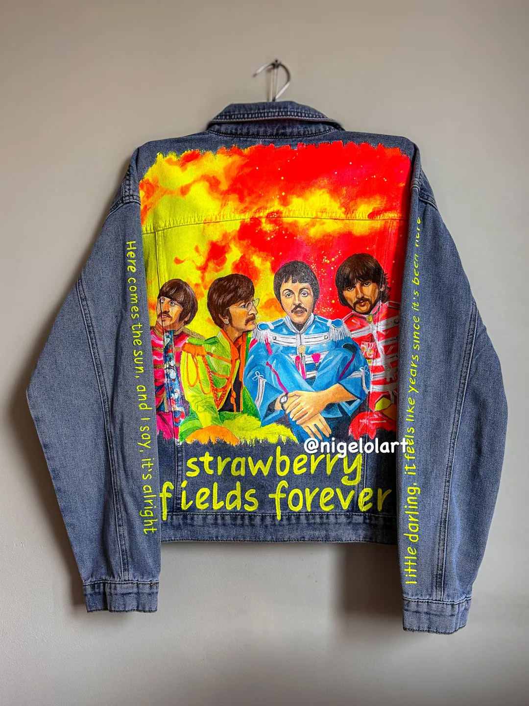 The Beatles Custom denim jacket Painted denim jacket Jean jacket
