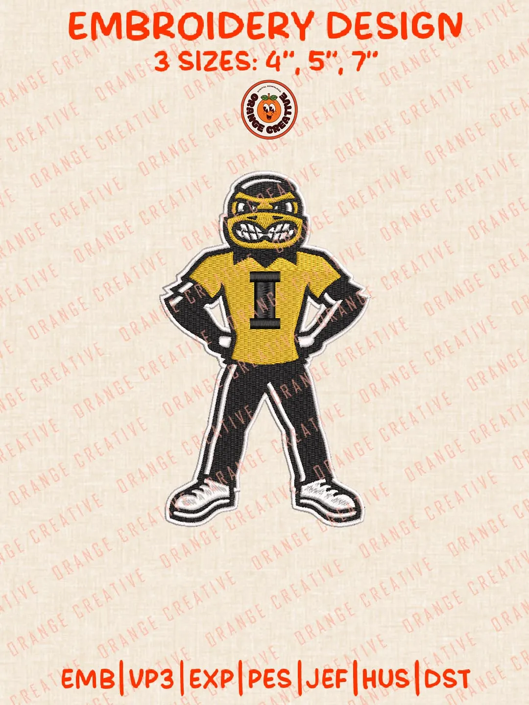 NCAA Iowa Hawkeyes Embroidery Design, NCAA Logo Embroidery Design, Machine Embroidery Design File, 4 Sizes, Digital Download