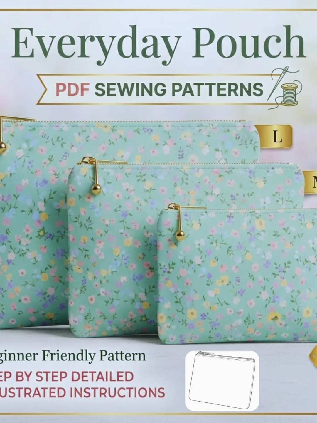 Zipper Pouch Sewing Pattern PDF, Makeup Bag Sewing Pattern, Phone Pouch ...