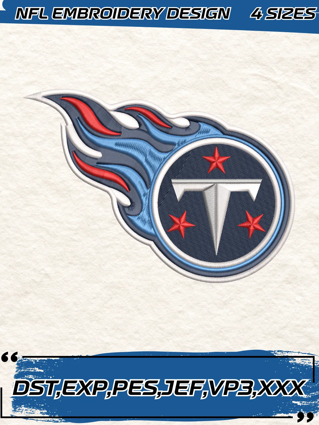 Tennessee Titans Embroidery Design,NFL Logo Embroidery Design,Machine  Embroidery Design File,4 Sizes, Digital Download, image size:1080x1440
