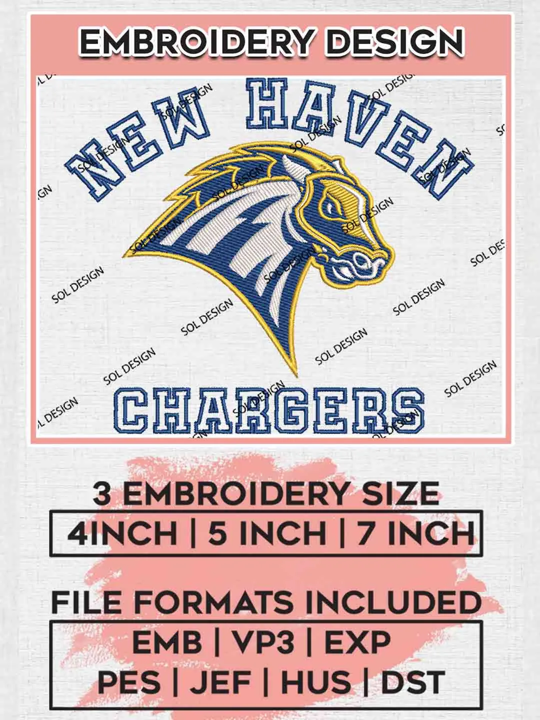 New Haven Embroidery Designs, Football Logo Embroidery files, Sport Machine embroidery designs, Instant Download