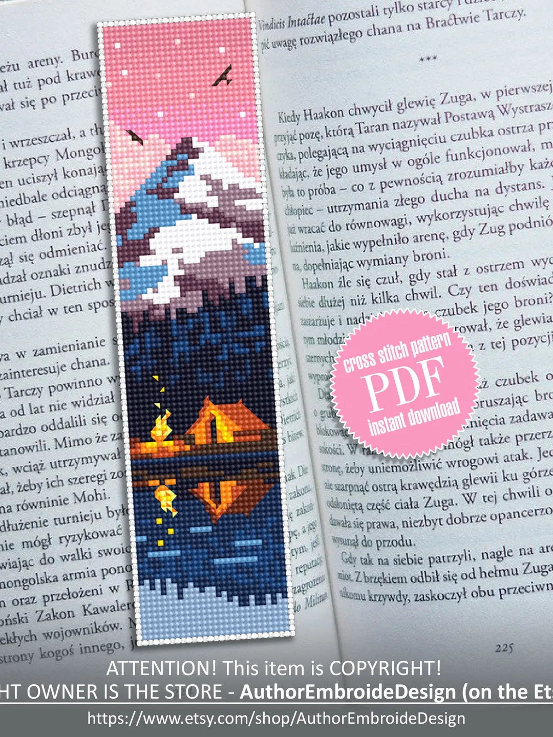 Bookmark cross stitch pattern digital PDF Handmade bookmark nature ...