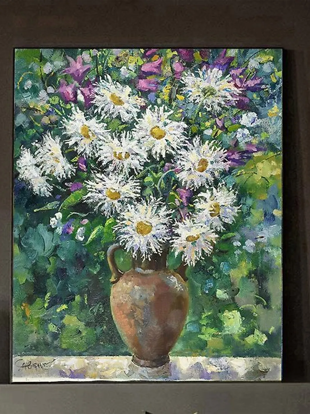 Daisy Painting Flower Original Art Floral Oil Canvas Artwork